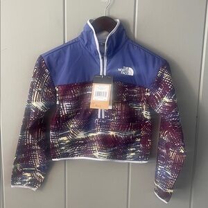 NWT North Face Winter Warm Youth Jacket Girls 7/8 Purple Blue 1/2 Zip Crop NEW